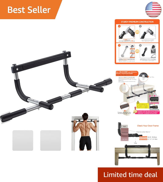 Portable Doorway Pull-Up Bar - 440 Lbs Limit with Upgraded Silicone Protection